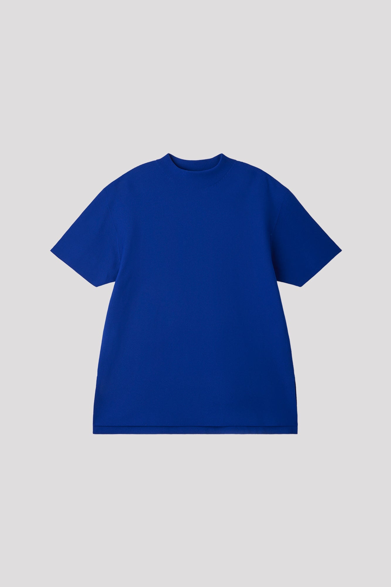 GARTER MOCKNECK SHORT SLEEVE TEE SHIRT - BLUE