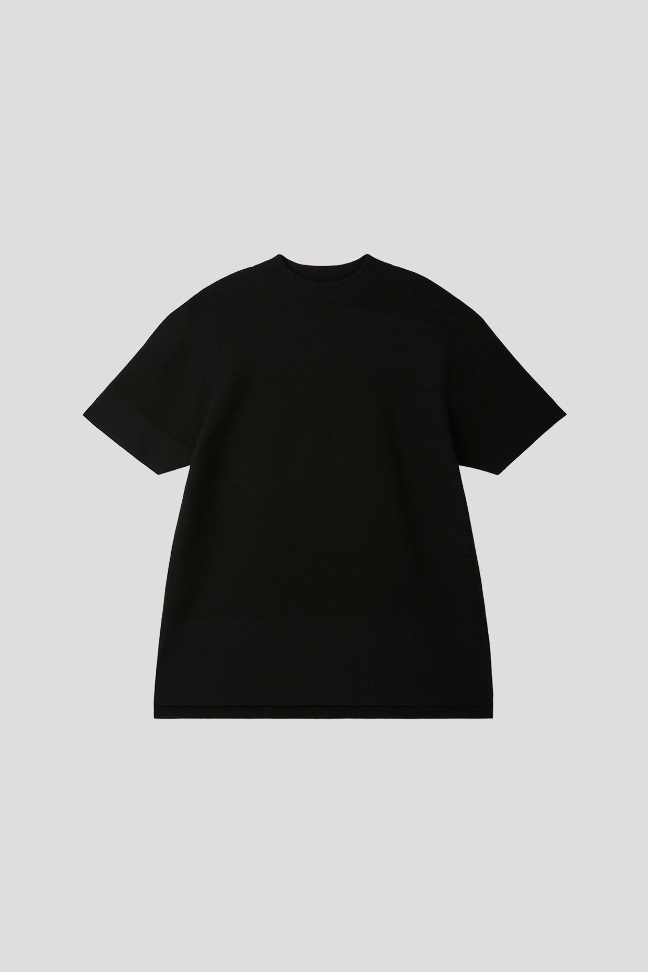 GARTER MOCKNECK SHORT SLEEVE TEE SHIRT - BLACK