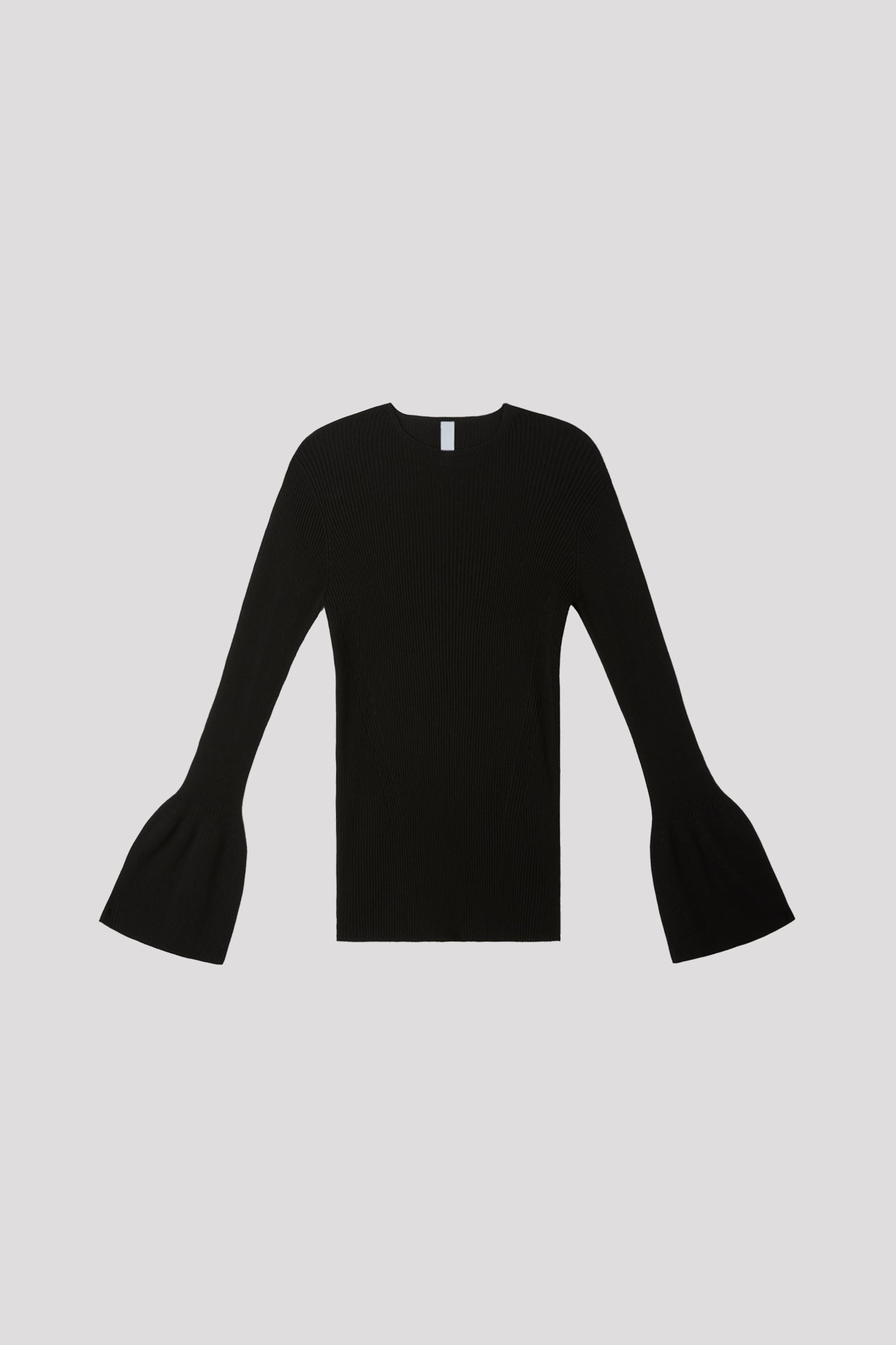 SOFT PORTRAIT LONG BELL SLEEVE TOP - BLACK