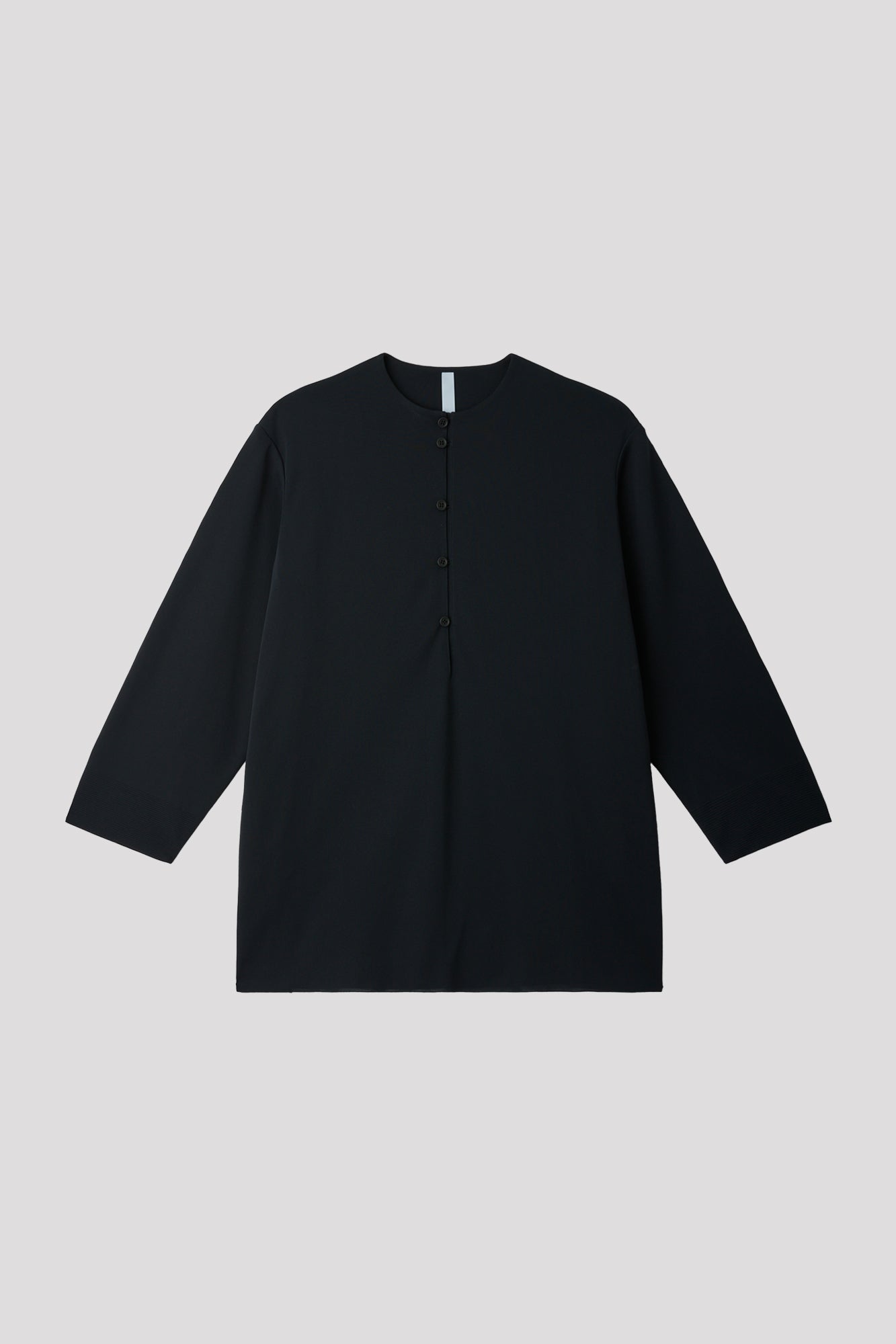 HIGH GAUGE MILAN LOOP BUTTONED PULLOVER SHIRT - BLACK