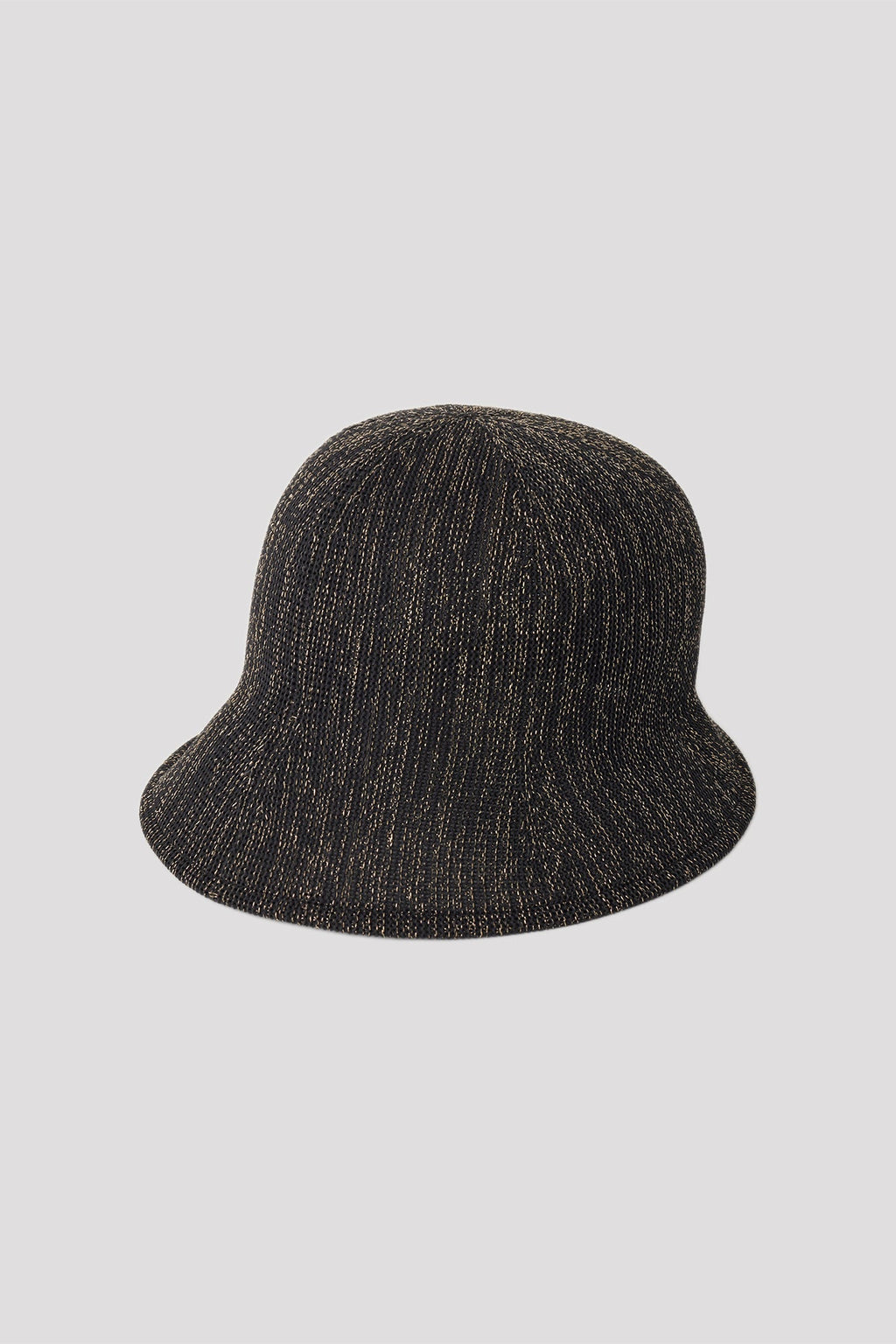 MESH KNIT GLITTER ASYMMETRIC HAT - BLACK-GOLD