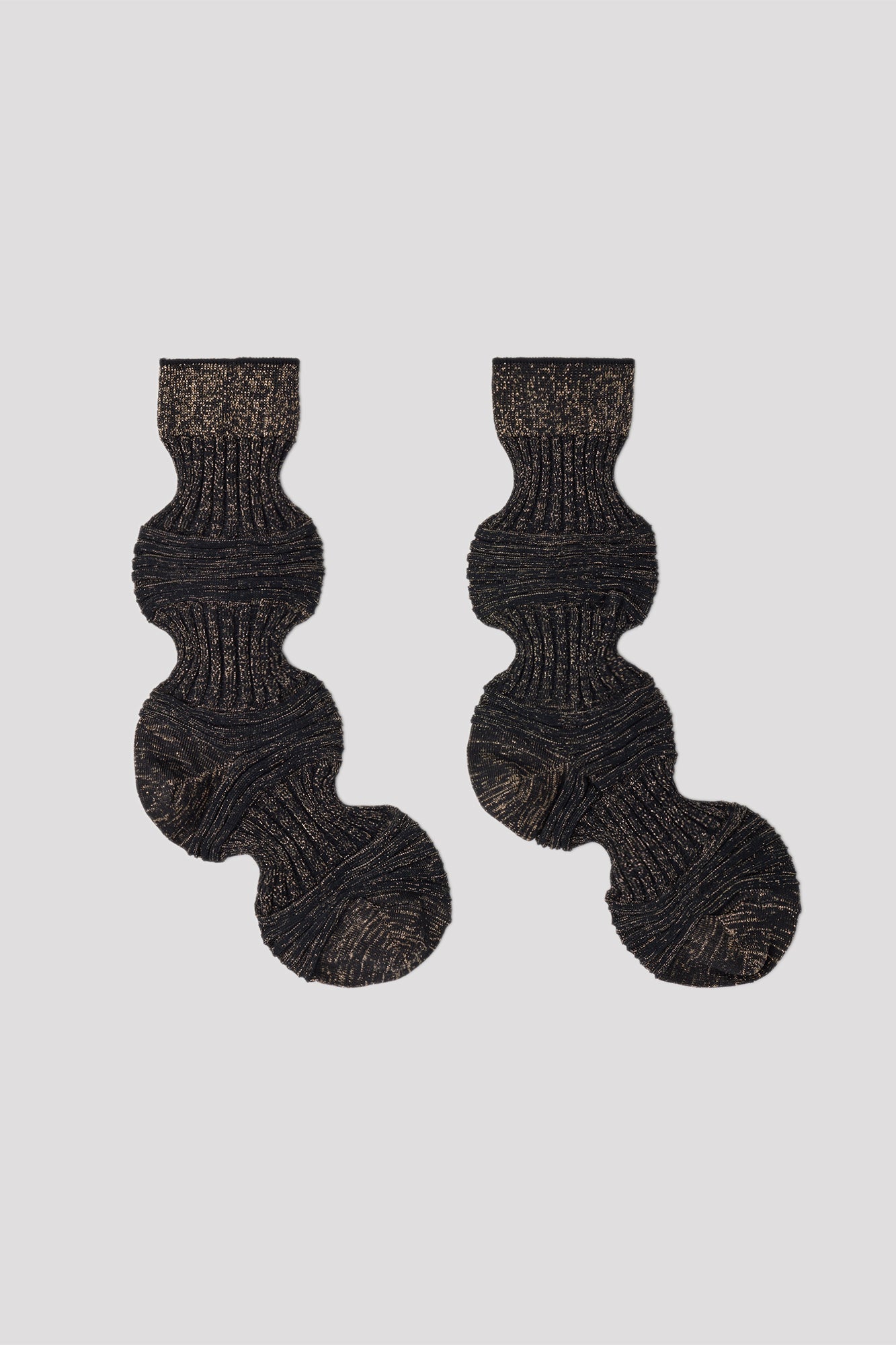 GARTER RIB GLITTER SOCKS - BLACK-GOLD