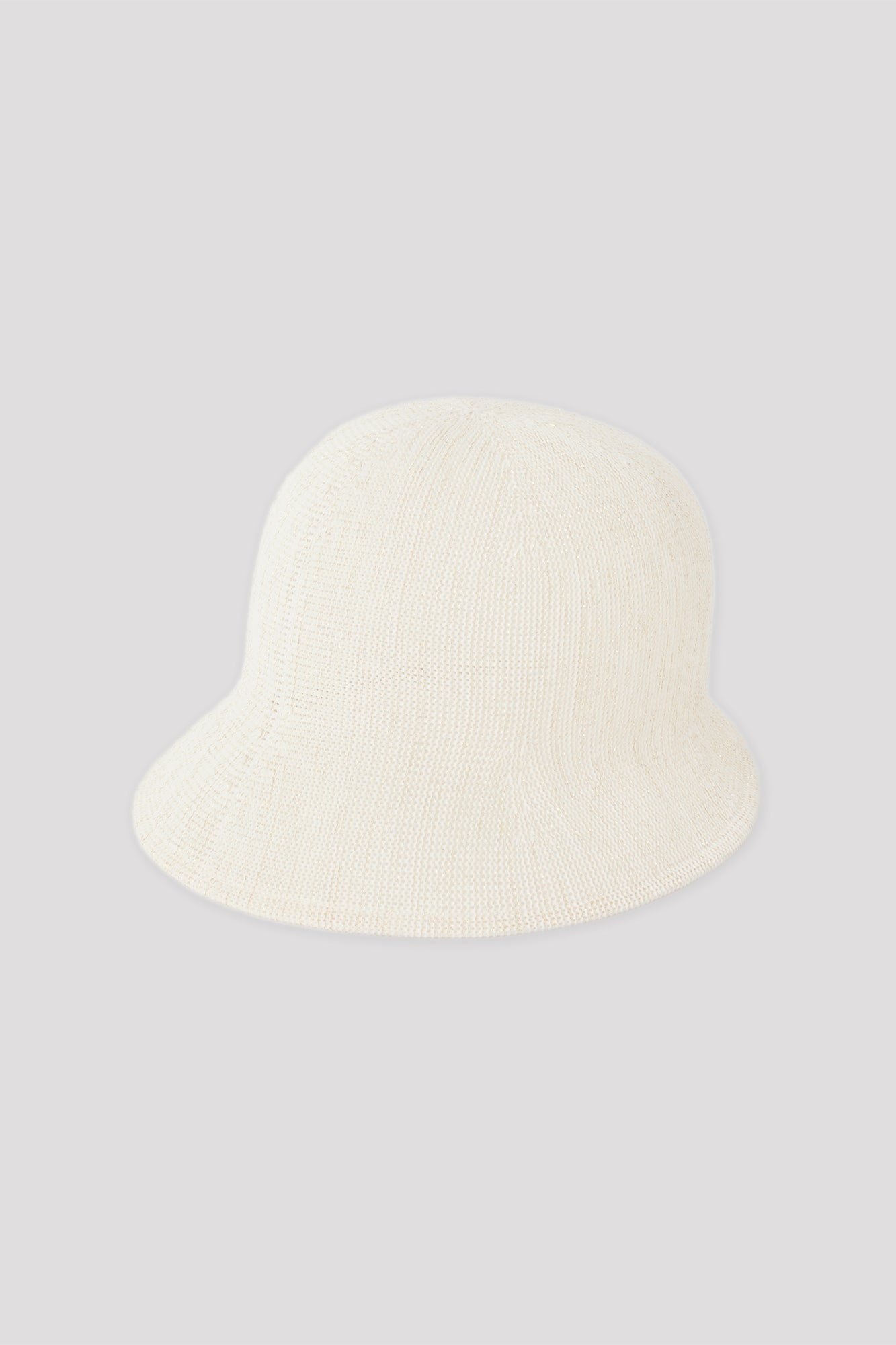 MESH KNIT GLITTER ASYMMETRIC HAT - WHITE-GOLD