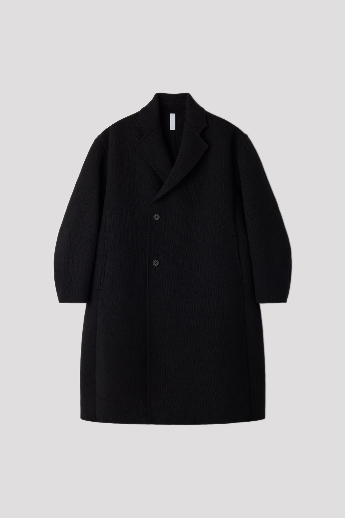 TW INLAY DOUBLE BREASTED CHESTER COAT - BLACK