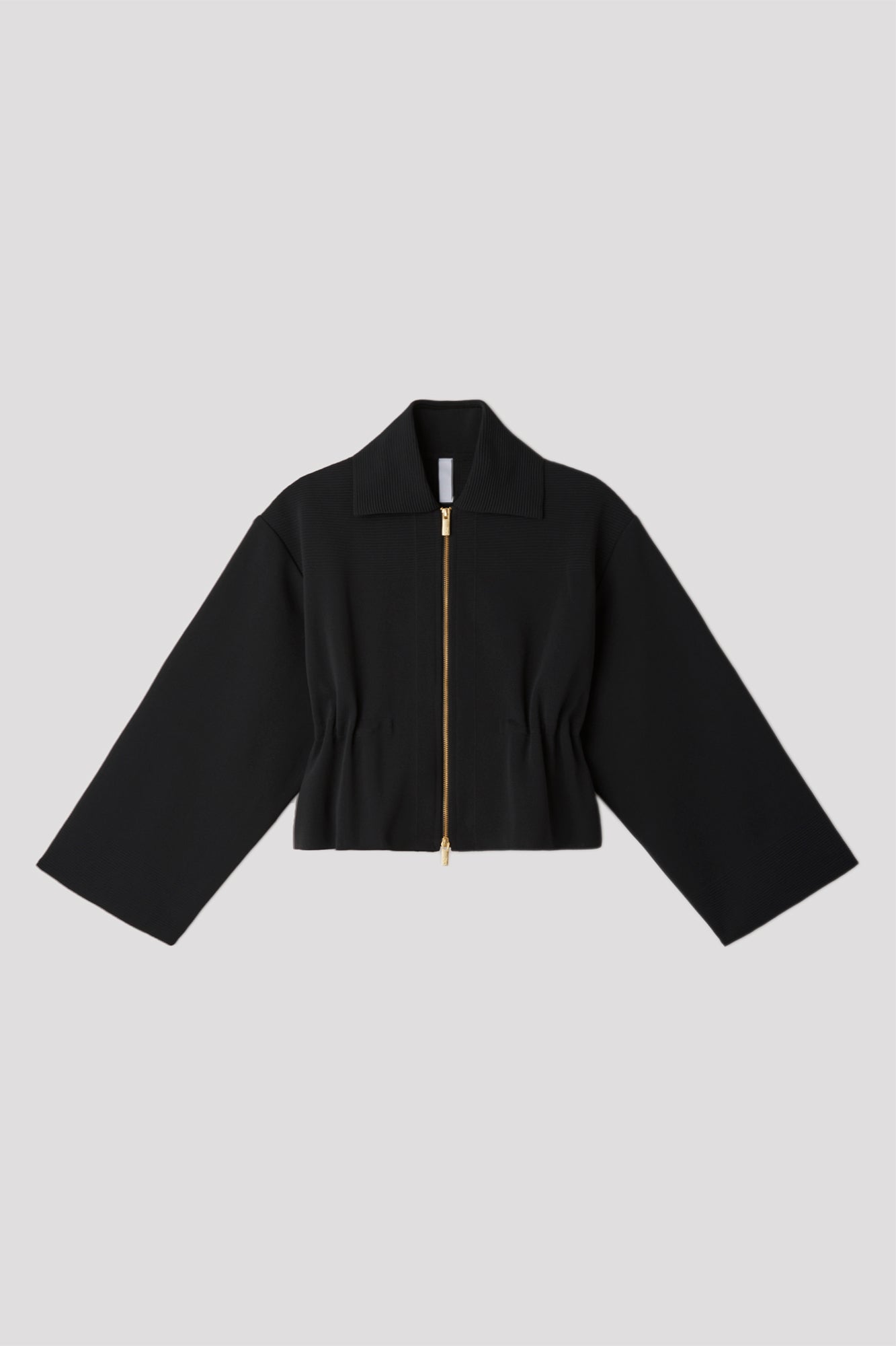 MILAN  STAND FALL COLLAR ZIP BLOUSON - BLACK