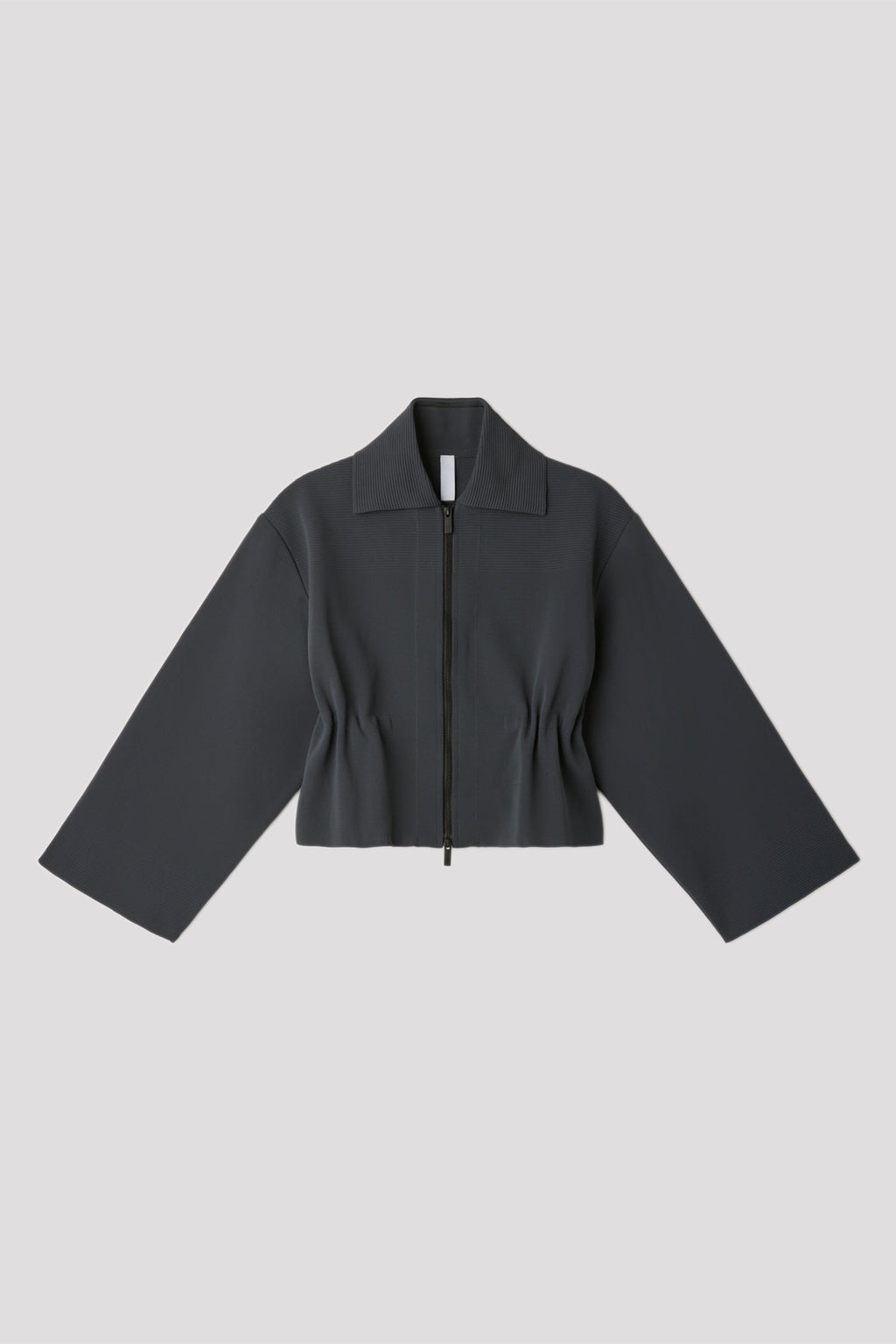 MILAN  STAND FALL COLLAR ZIP BLOUSON - SMOKEY BLACK