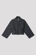 MILAN  STAND FALL COLLAR ZIP BLOUSON - SMOKEY BLACK