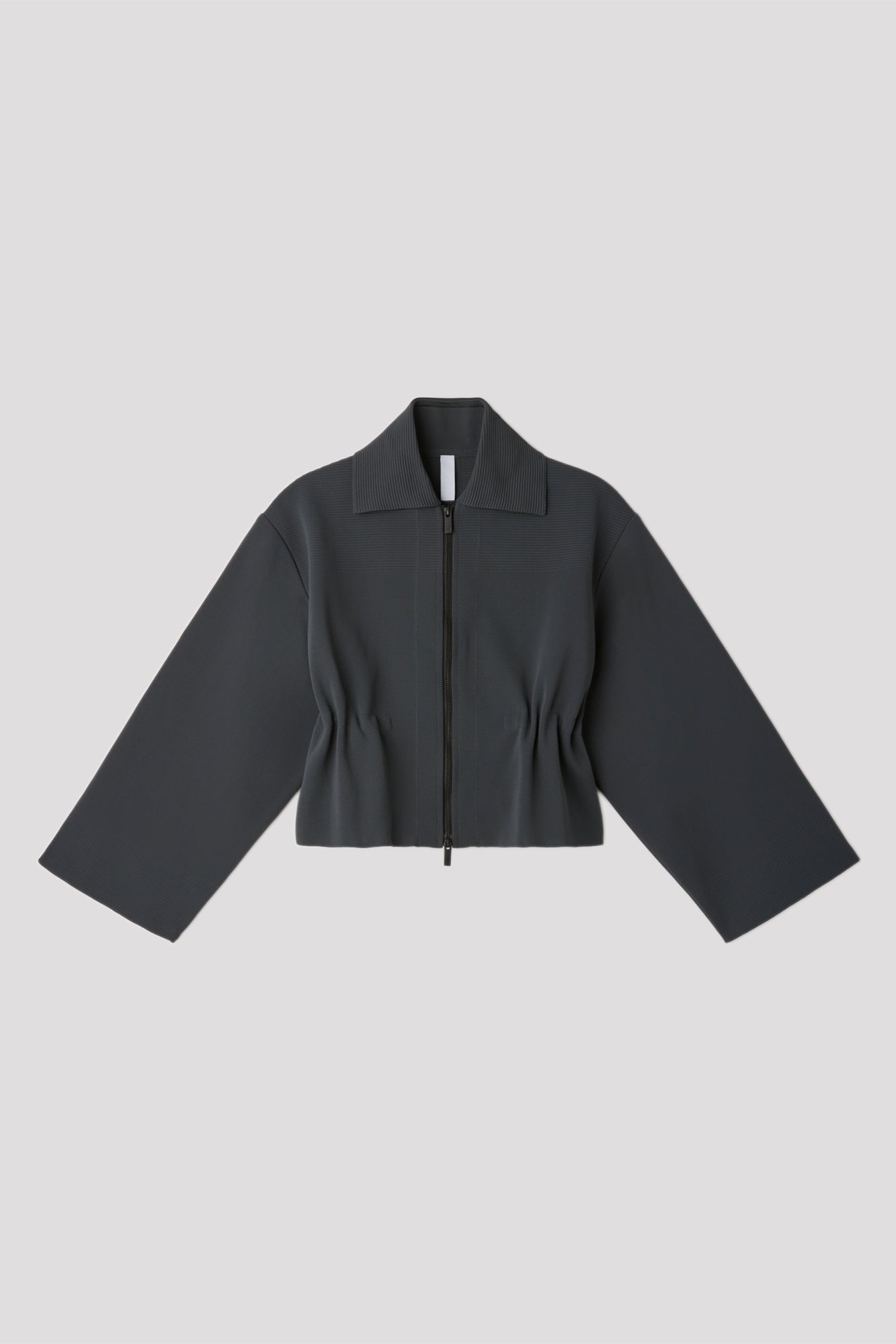 MILAN  STAND FALL COLLAR ZIP BLOUSON - SMOKEY BLACK
