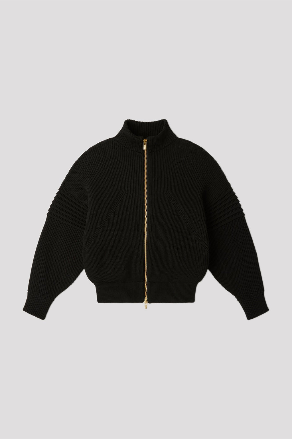 LOW GAUGE HIGHNECK ZIP BLOUSON - BLACK
