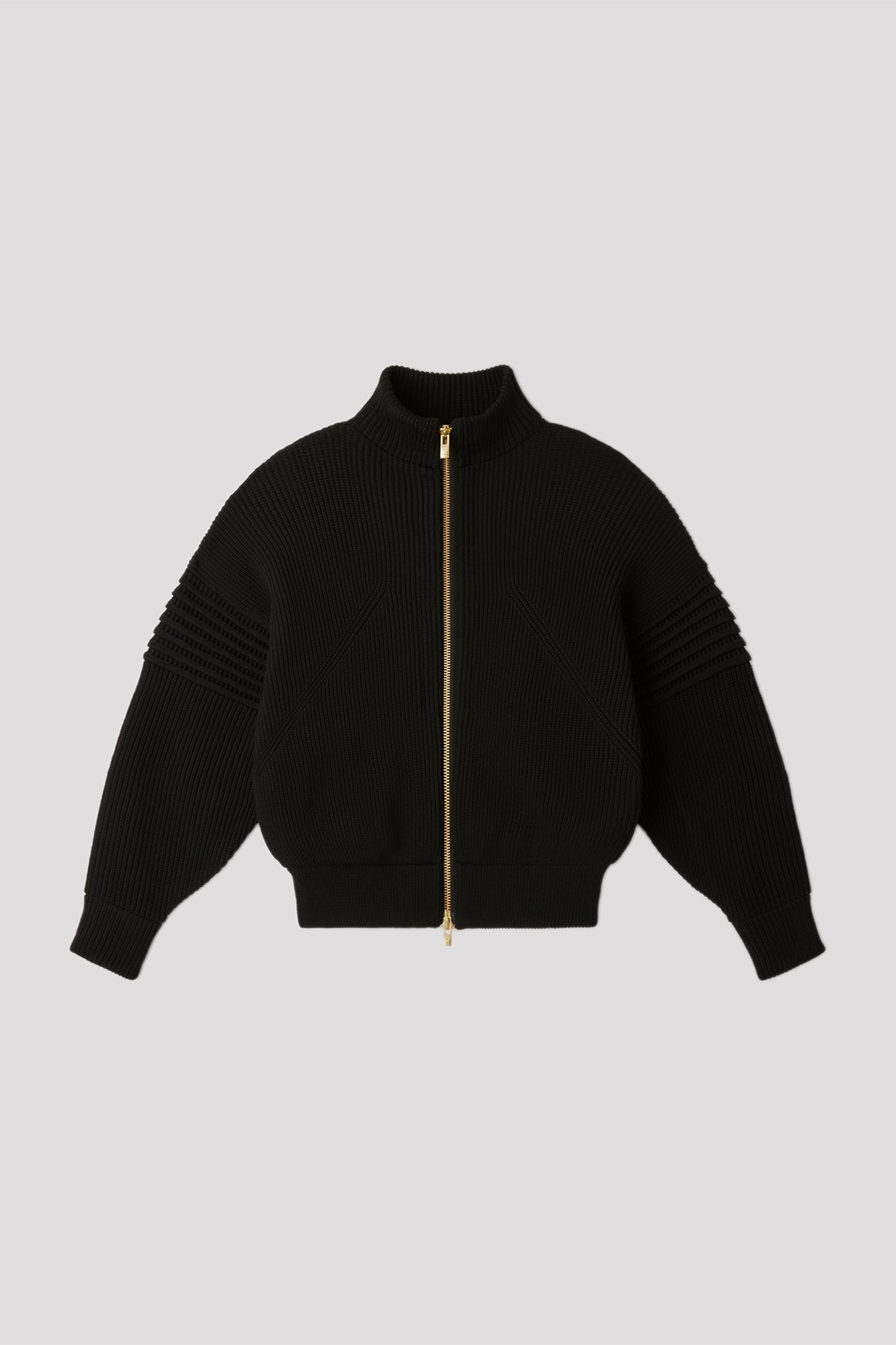 LOW GAUGE HIGHNECK ZIP BLOUSON - BLACK