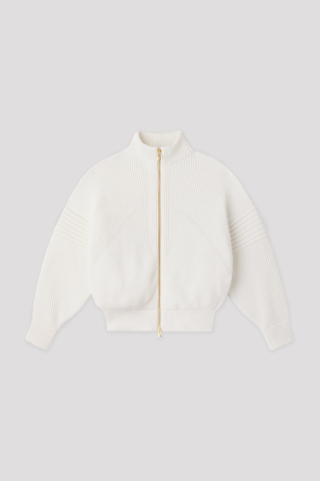 LOW GAUGE HIGHNECK ZIP BLOUSON - WHITE