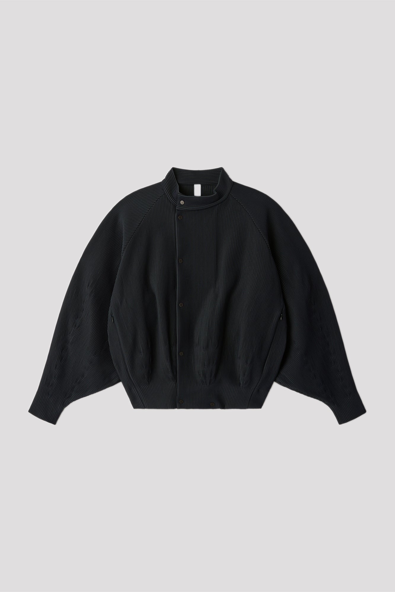 HYPHA STAND-UP COLLAR BOMBER JACKET - SMOKEY BLACK MULTI