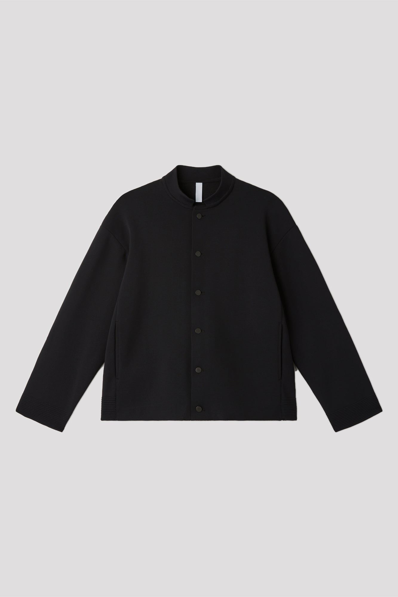 MILAN RIB STAND-UP COLLAR BLOUSON - BLACK