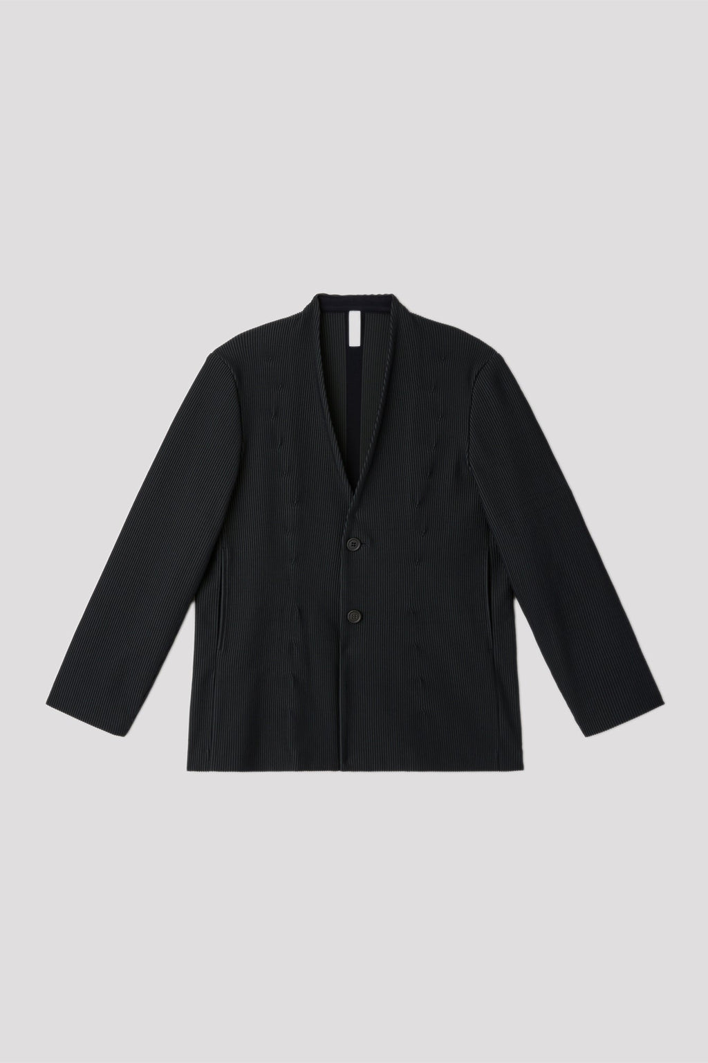 SOFT HYPHA COLLARLESS TAILORED JACKET - SMOKEY BLACK MULTI
