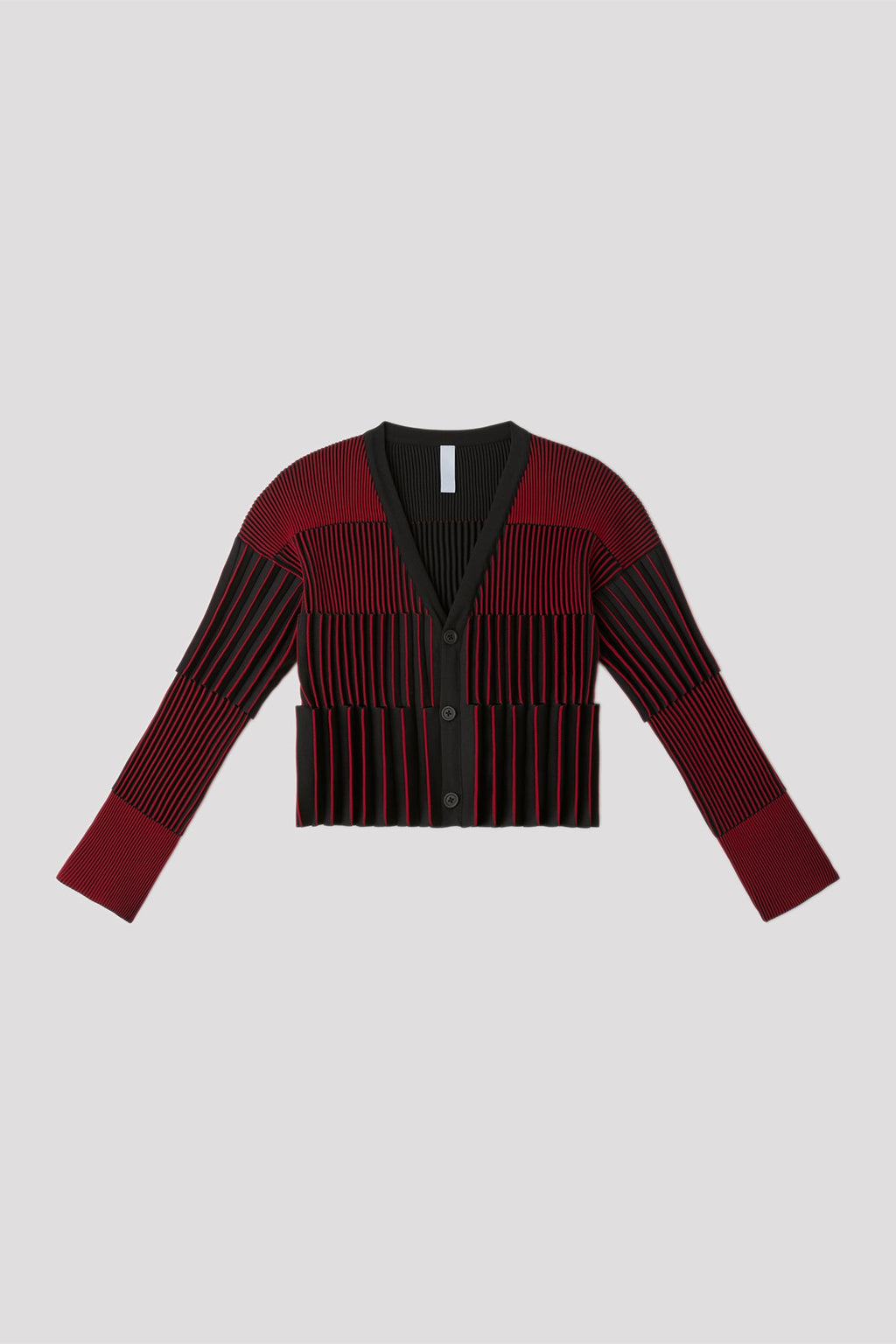ACCORDION CROPPED CARDIGAN - MAROON RED MULTI