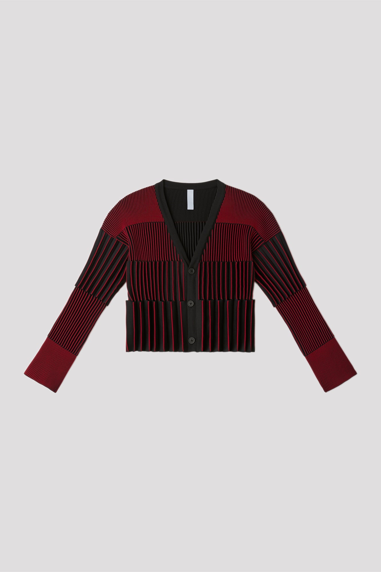 ACCORDION CROPPED CARDIGAN - MAROON RED MULTI