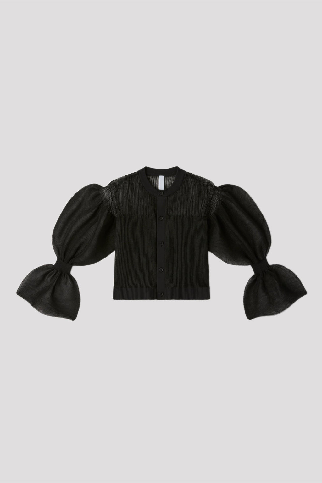 FLUTED LUCENT MARIE SLEEVE CARDIGAN - BLACK