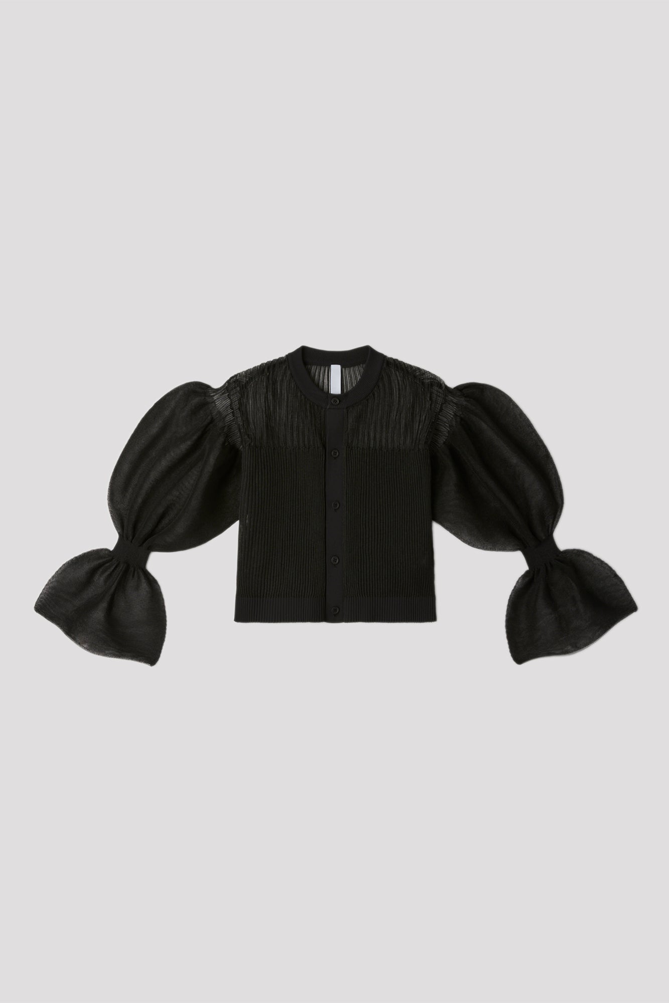 FLUTED LUCENT MARIE SLEEVE CARDIGAN - BLACK