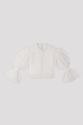 FLUTED LUCENT MARIE SLEEVE CARDIGAN - WHITE