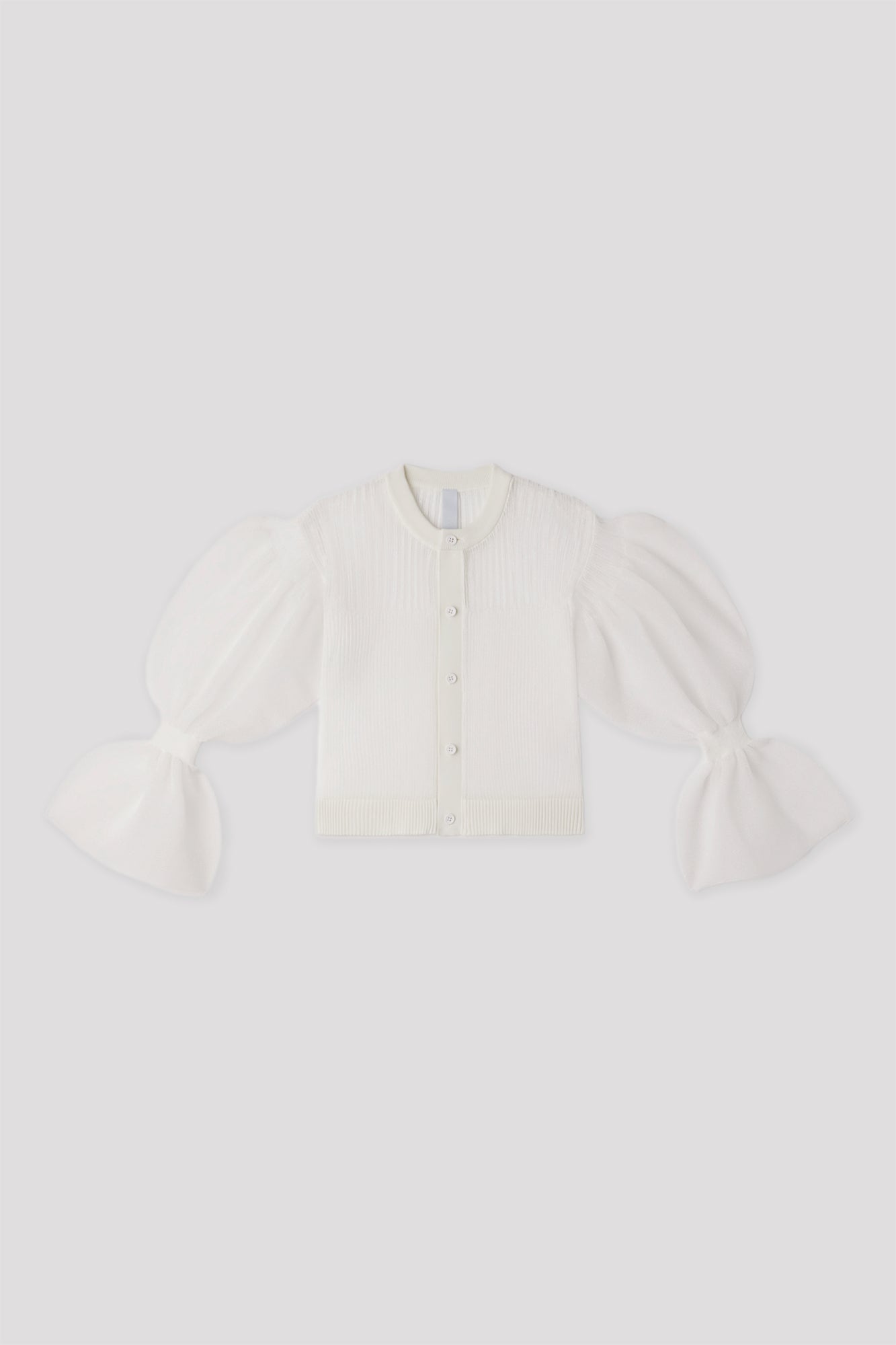 FLUTED LUCENT MARIE SLEEVE CARDIGAN - WHITE