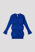 FLUTED LONG CARDIGAN - BLUE