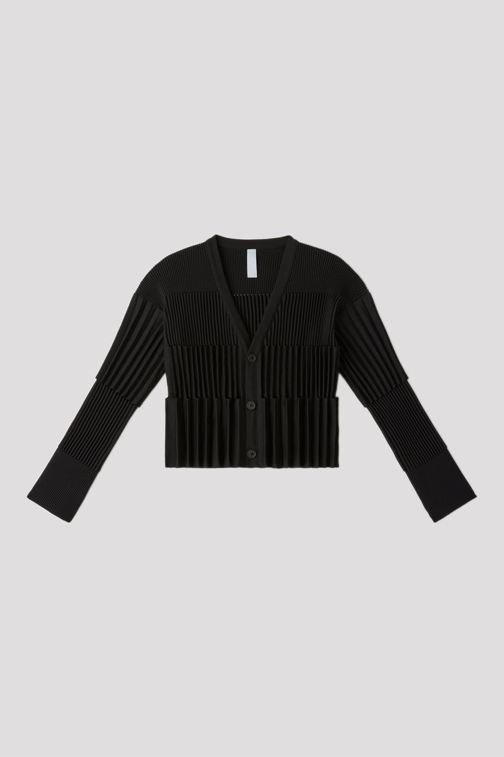 ACCORDION CROPPED CARDIGAN - BLACK
