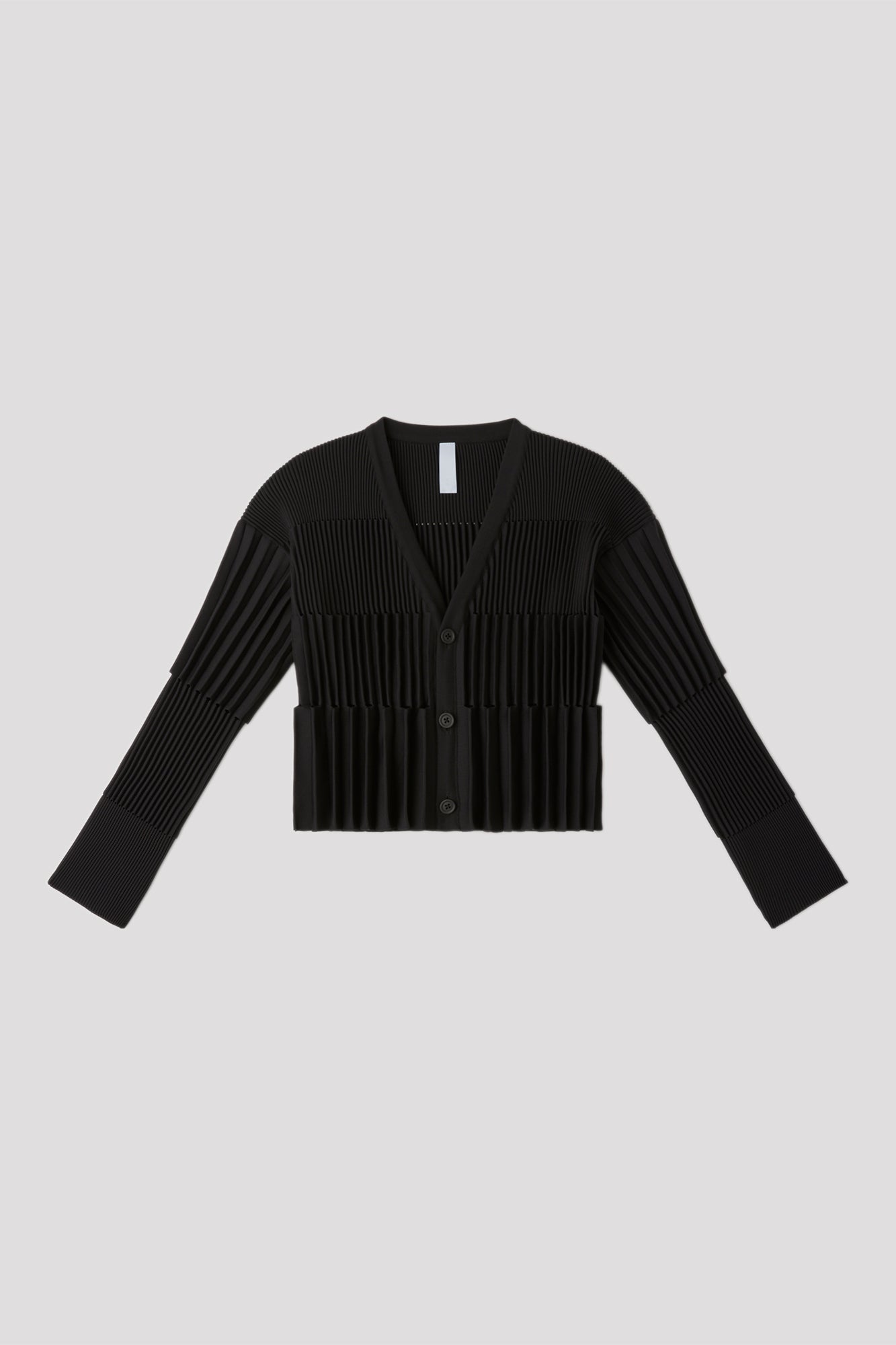 ACCORDION CROPPED CARDIGAN - BLACK