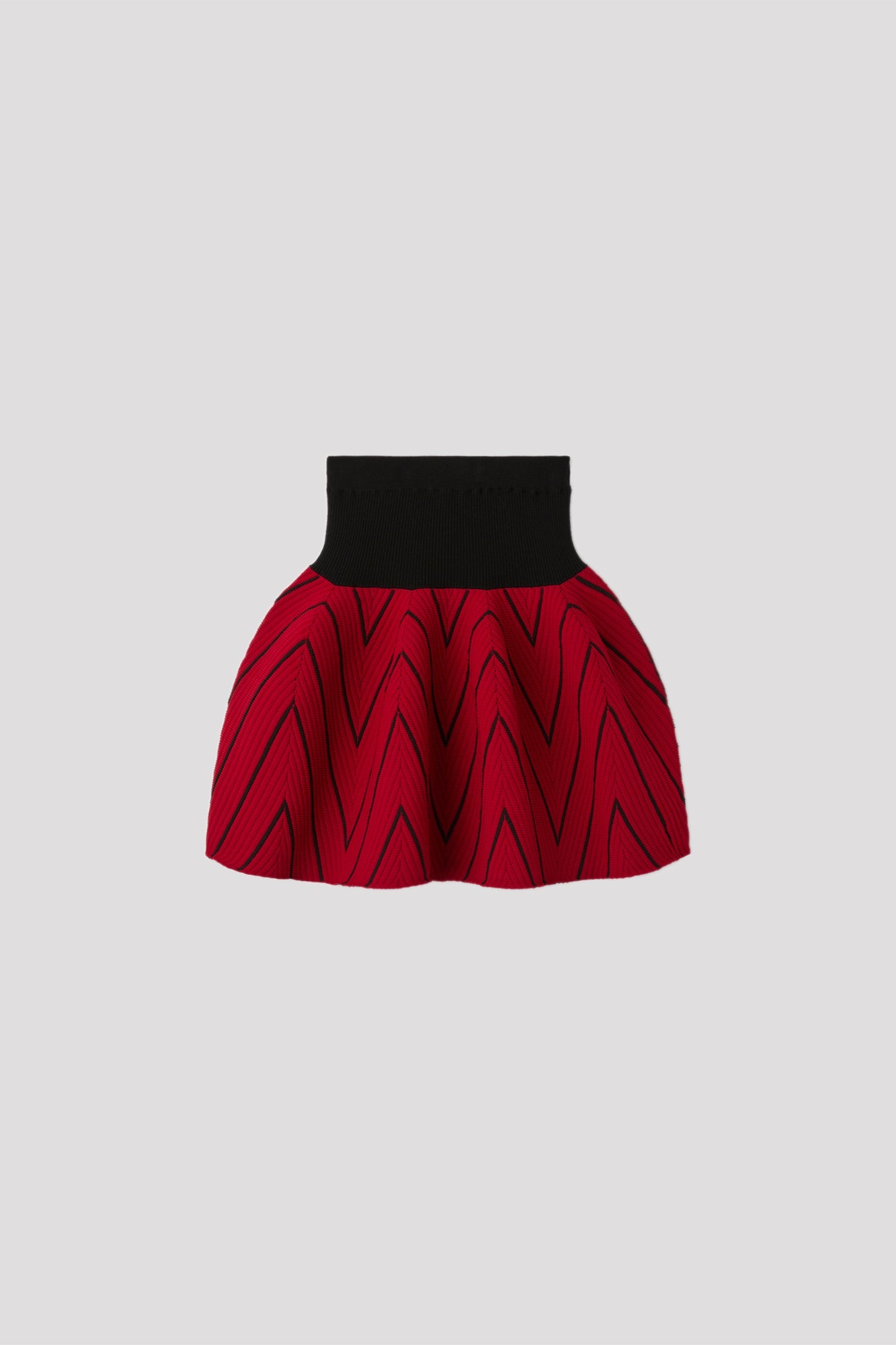 POTTERY HERRINGBONE MINI SKIRT - MAROON RED MULTI