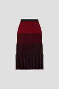 ACCORDION SKIRT - MAROON RED MULTI