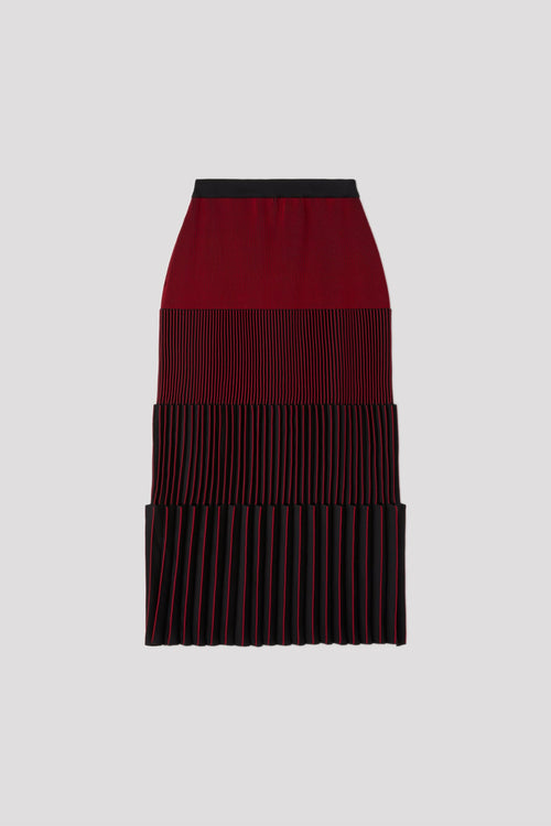 ACCORDION SKIRT - MAROON RED MULTI