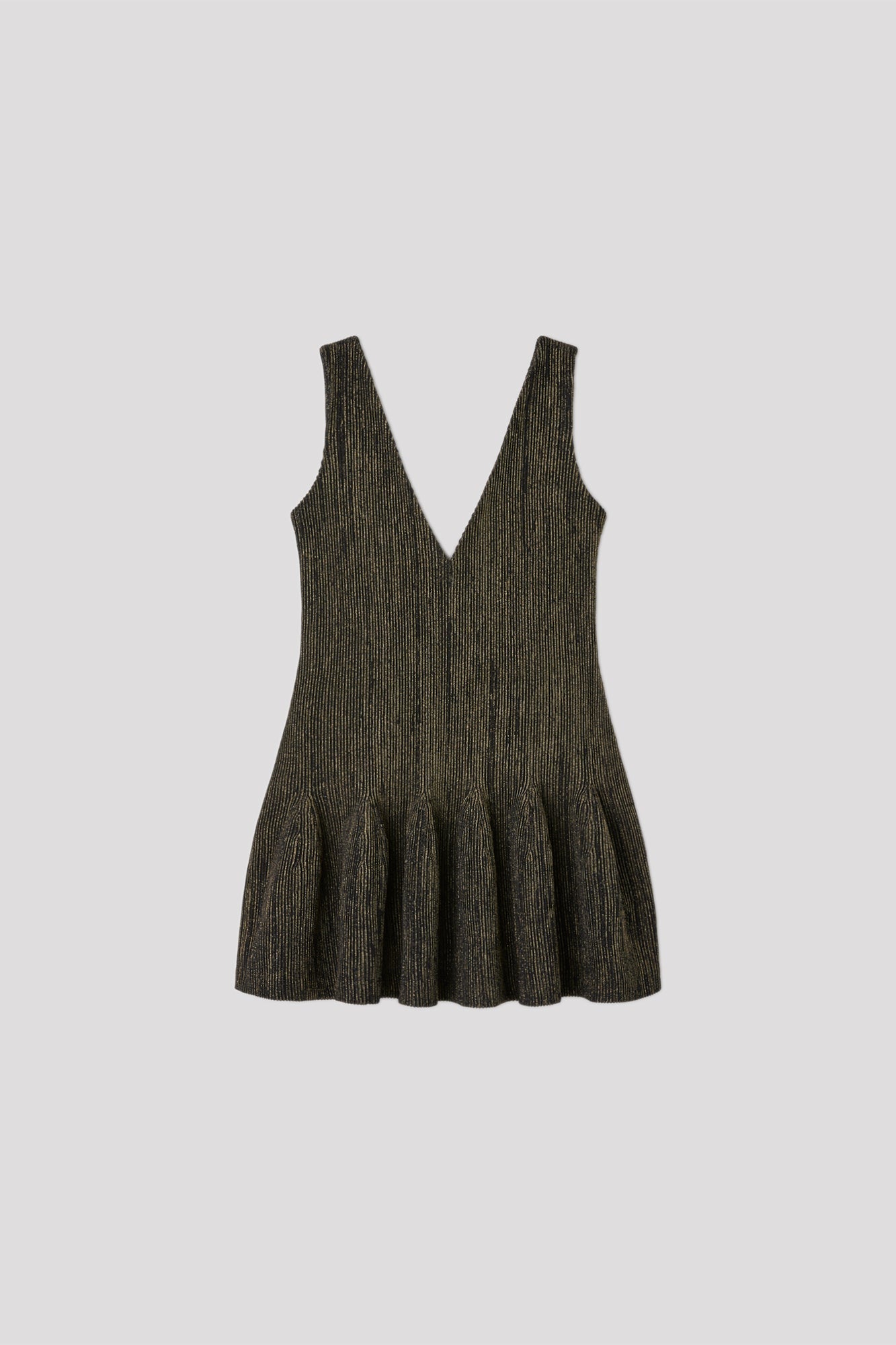 HYPHA V-NECK SLEEVELESS DRESS - BLACK-GOLD