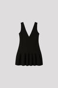 HYPHA V-NECK SLEEVELESS DRESS - BLACK