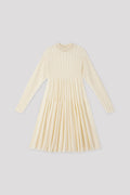 WOOL CASCADES GLITTER MOCKNECK LONG SLEEVE MINI DRESS - PEARL-GOLD