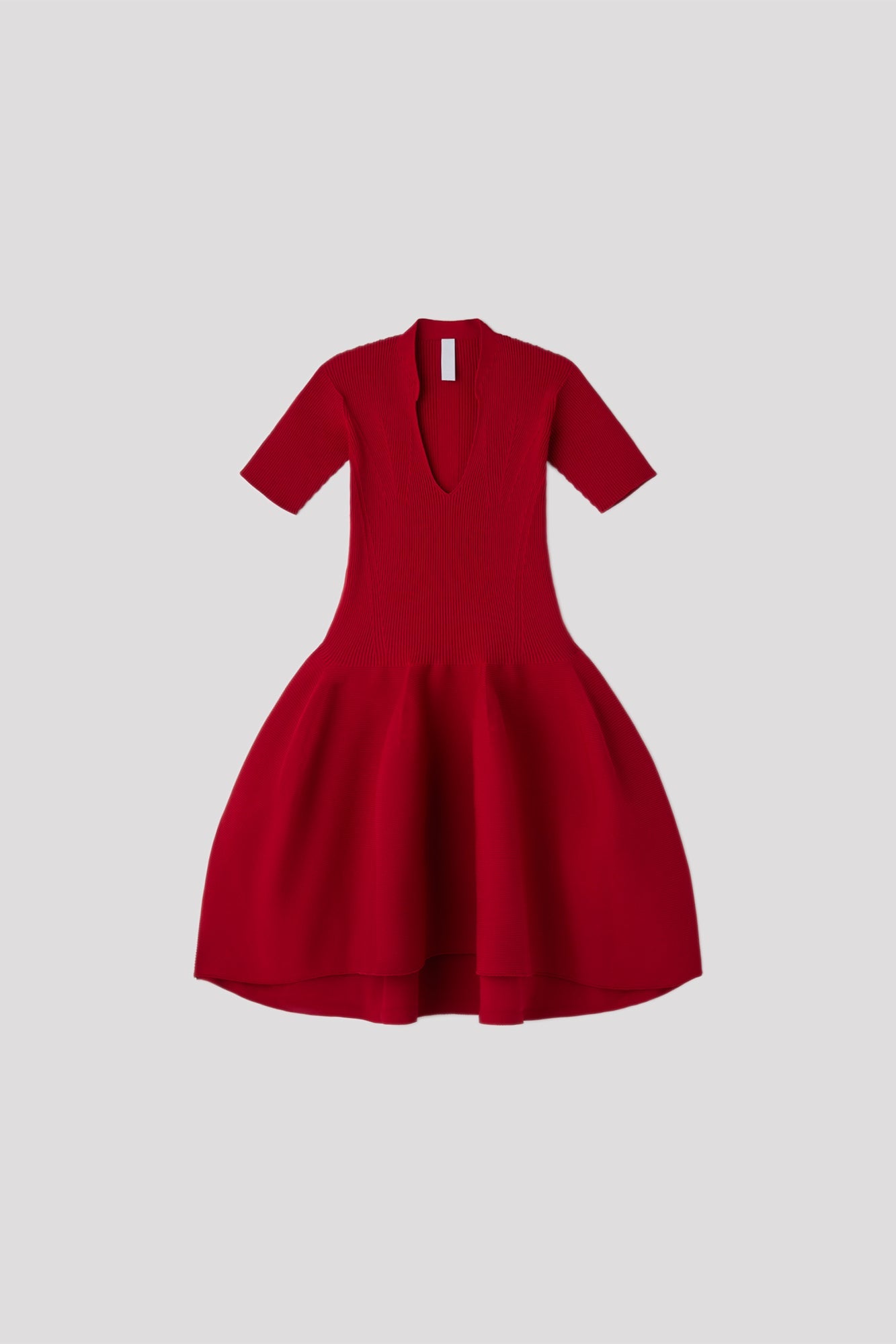 POTTERY STAND-UP COLLAR SHORT SLEEVE MINI DRESS - MAROON RED