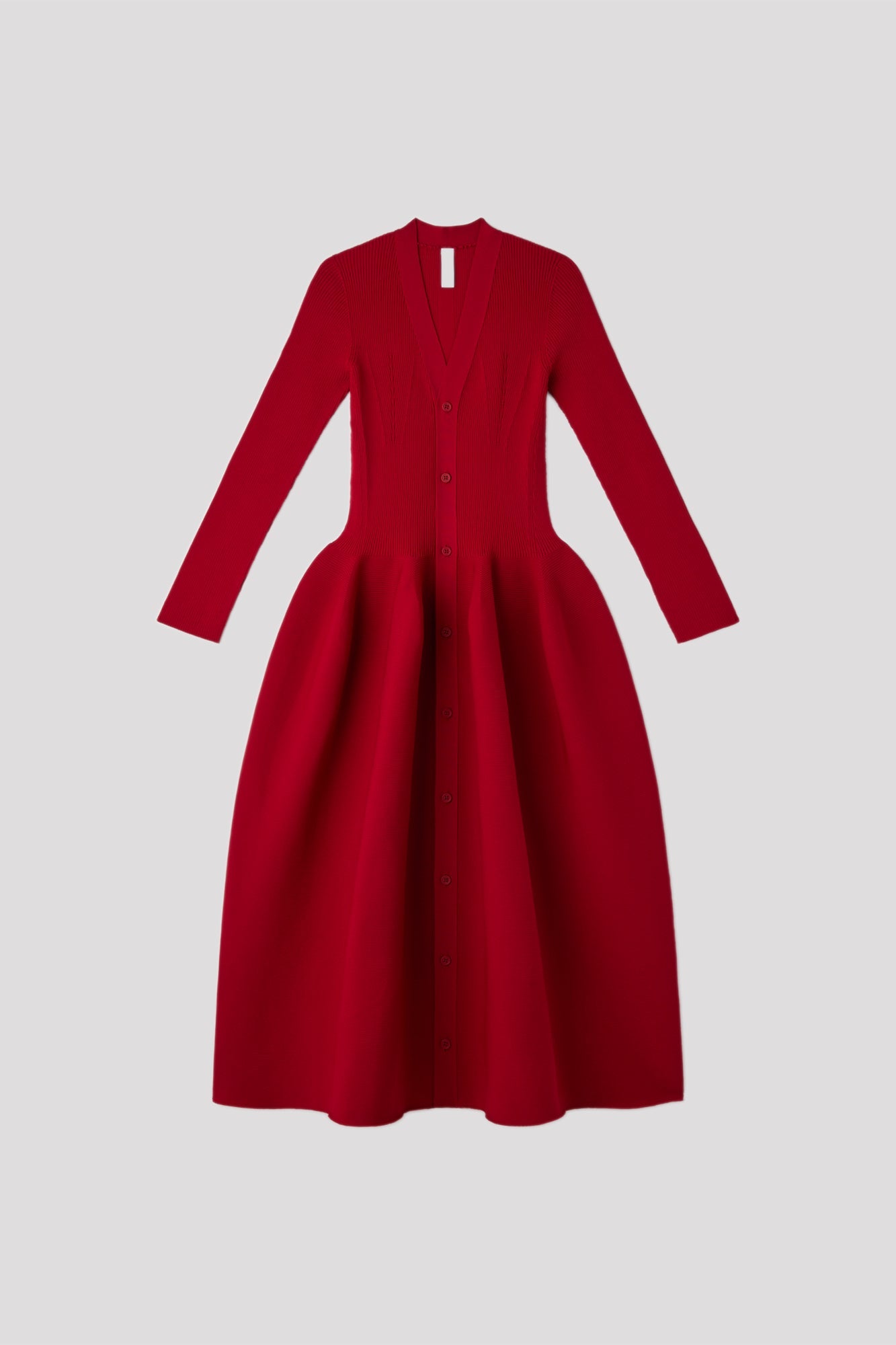 POTTERY LONG SLEEVE CARDIGAN DRESS - MAROON RED