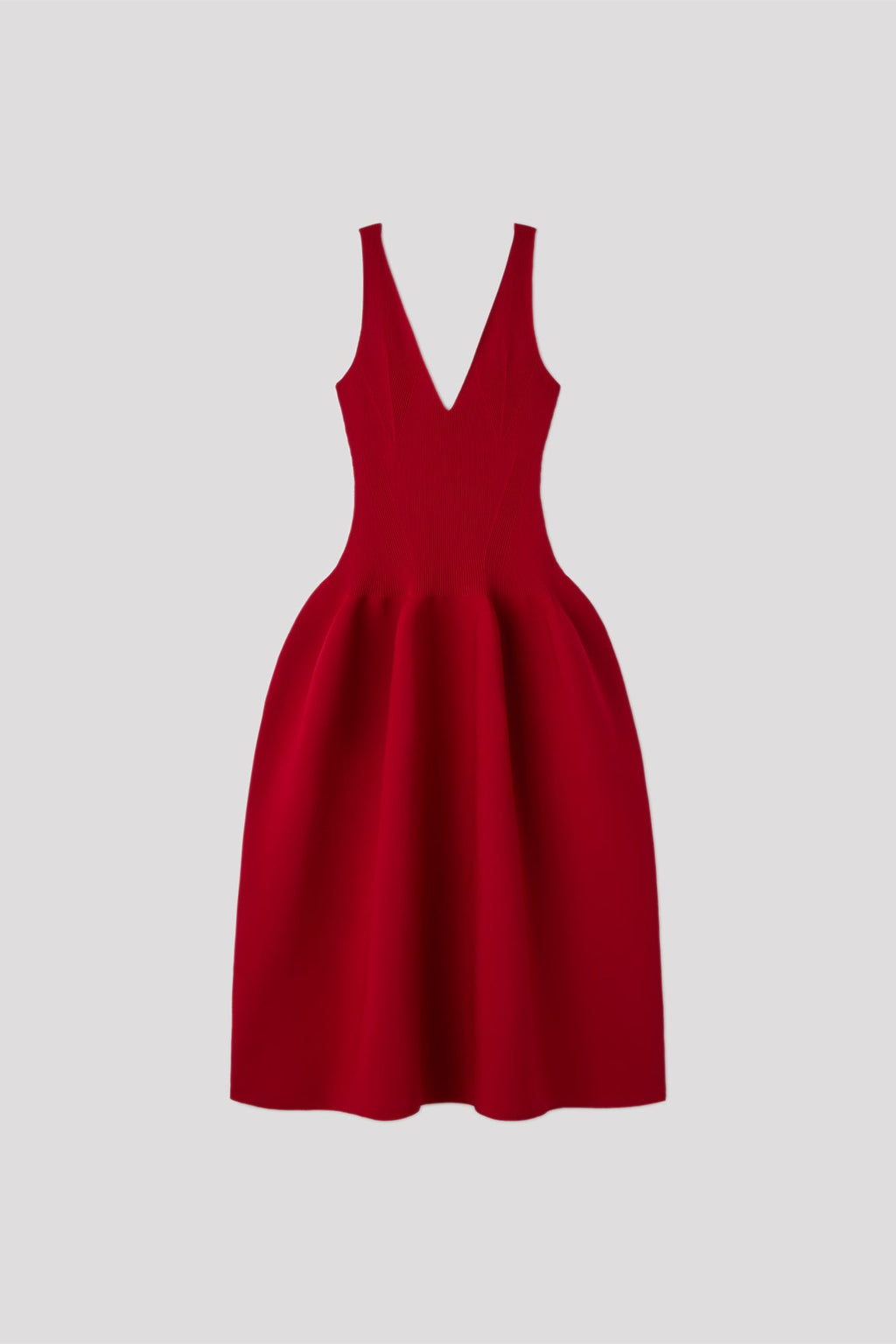 POTTERY V-NECK SLEEVELESS DRESS - MAROON RED