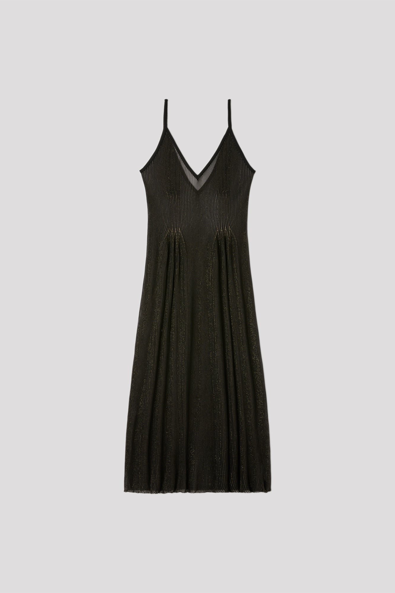 HYPHA LUCENT GLITTER CAMISOLE DRESS - BLACK-GOLD