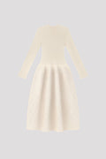 POTTERY HERRINGBONE LONG SLEEVE DRESS - PEARL MULTI
