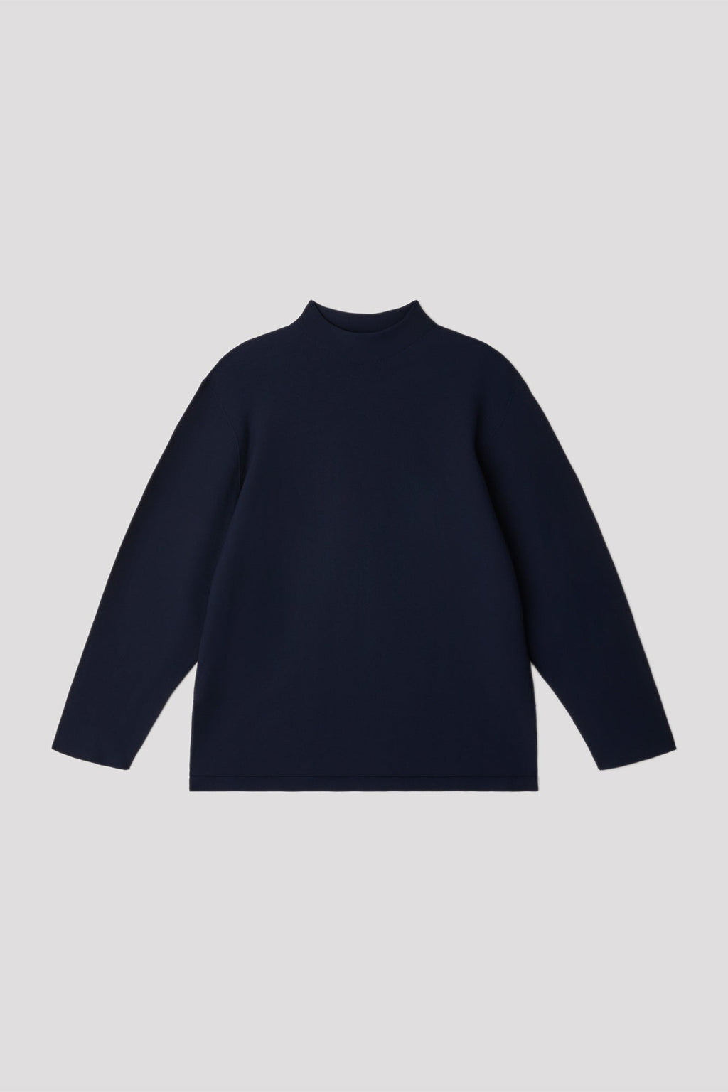 GARTER MOCKNECK LONG SLEEVE TEE SHIRT - DARK NAVY
