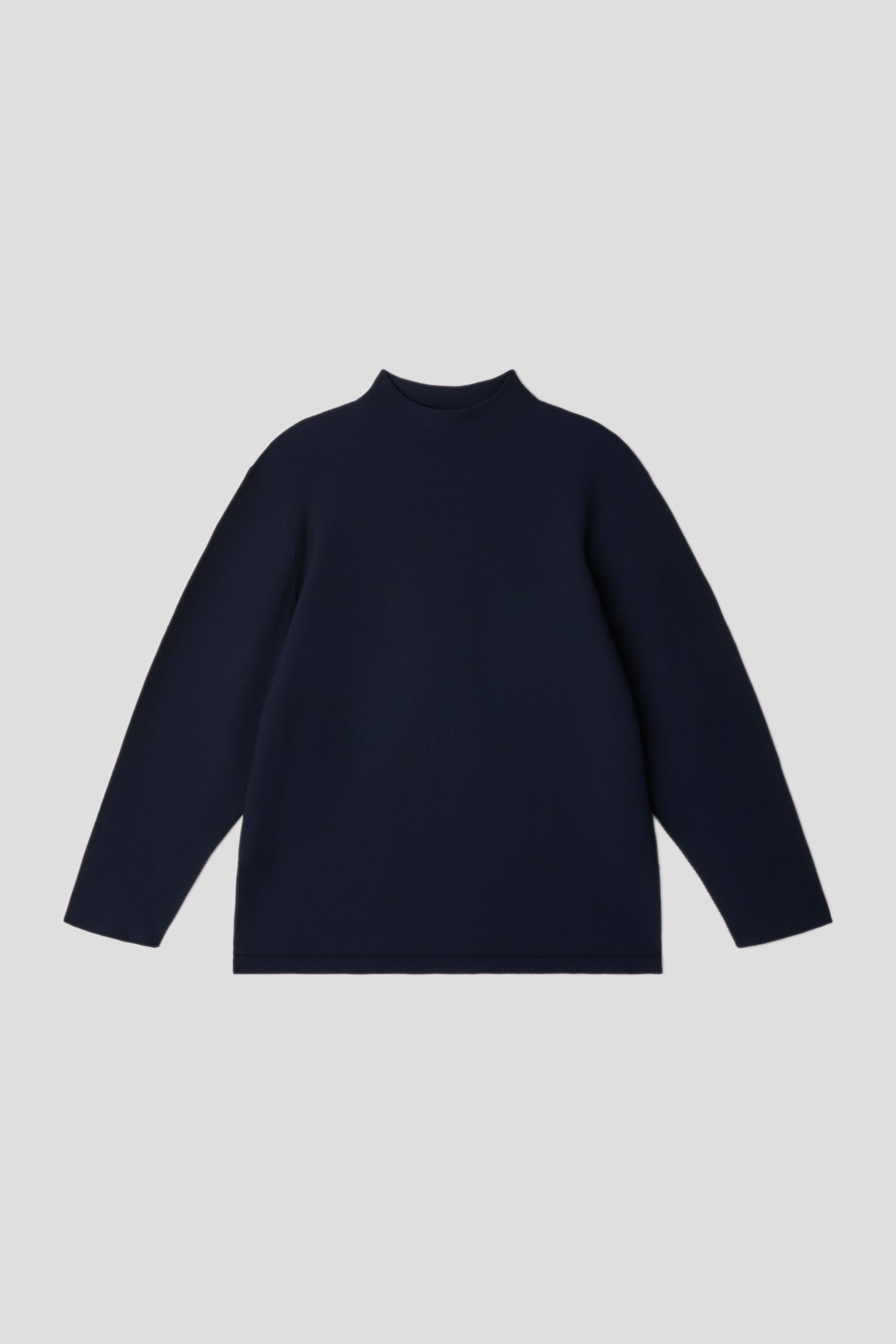 GARTER MOCKNECK LONG SLEEVE TEE SHIRT - DARK NAVY