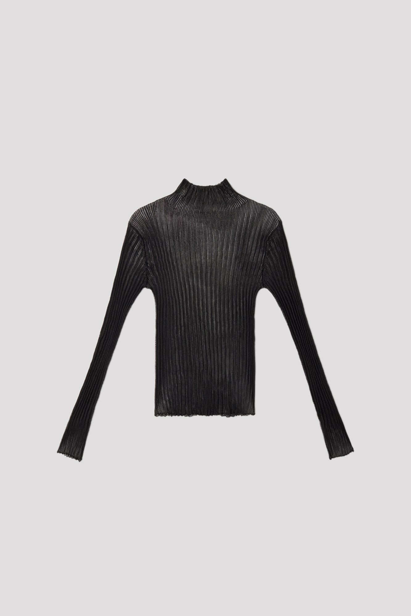 SOFT PORTRAIT METAL LONG SLEEVE TOP - BLACK