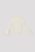 POTTERY HERRINGBONE LONG BELL SLEEVE TOP - PEARL MULTI