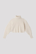 LOW GAUGE GLITTER HIGHNECK CROPPED PULLOVER - WHITE-GOLD