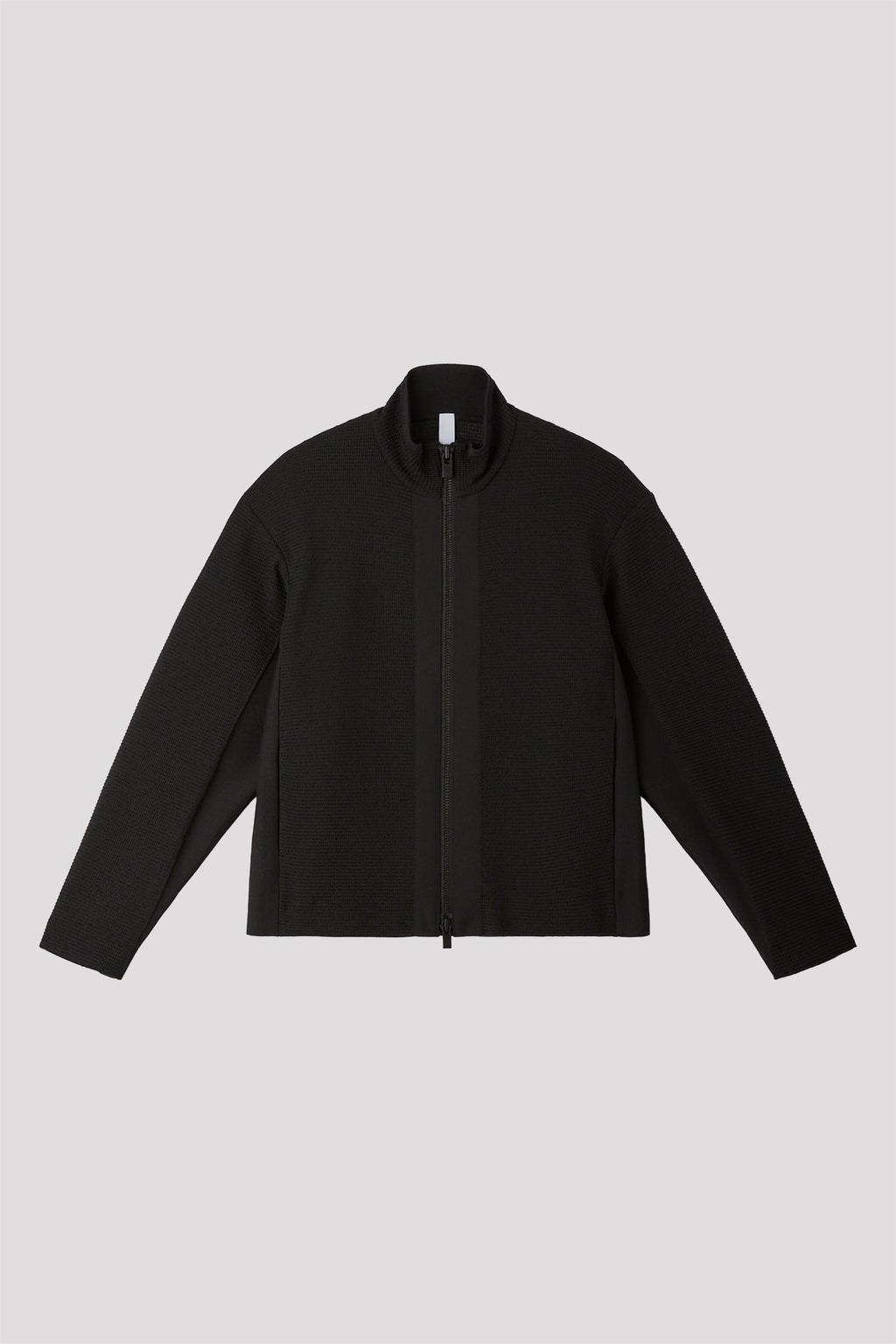 WAFFLE LUCENT STAND COLLAR ZIP BLOUSON - BLACK