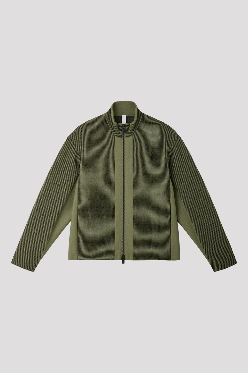 WAFFLE LUCENT STAND COLLAR ZIP BLOUSON - GREEN BAY MULTI
