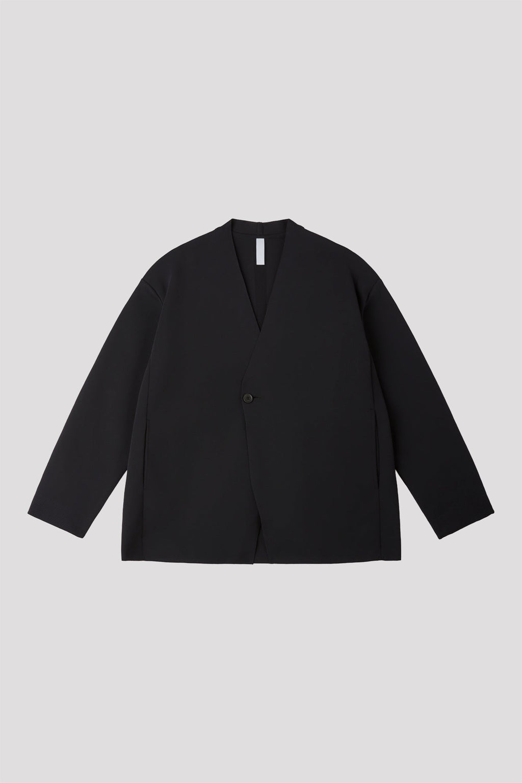 MILAN COLLARLESS DOUBLEBREASTED BOXY JACKET - BLACK