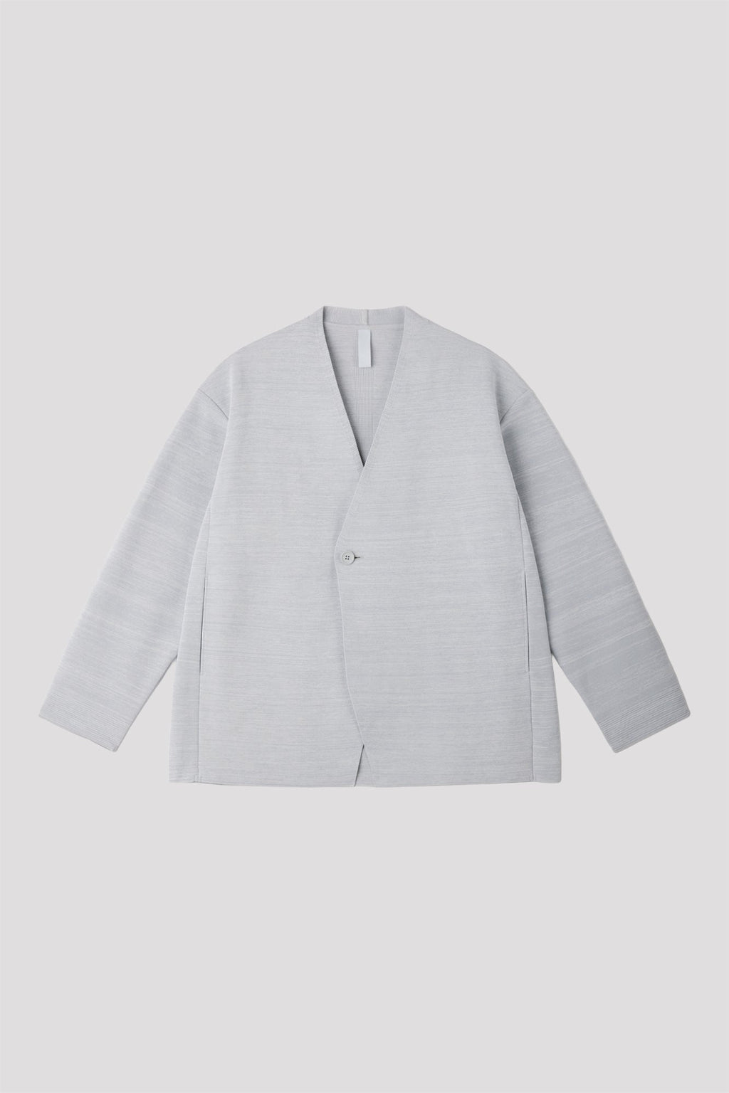 MILAN COLLARLESS DOUBLEBREASTED BOXY JACKET - LIGHT GRAY