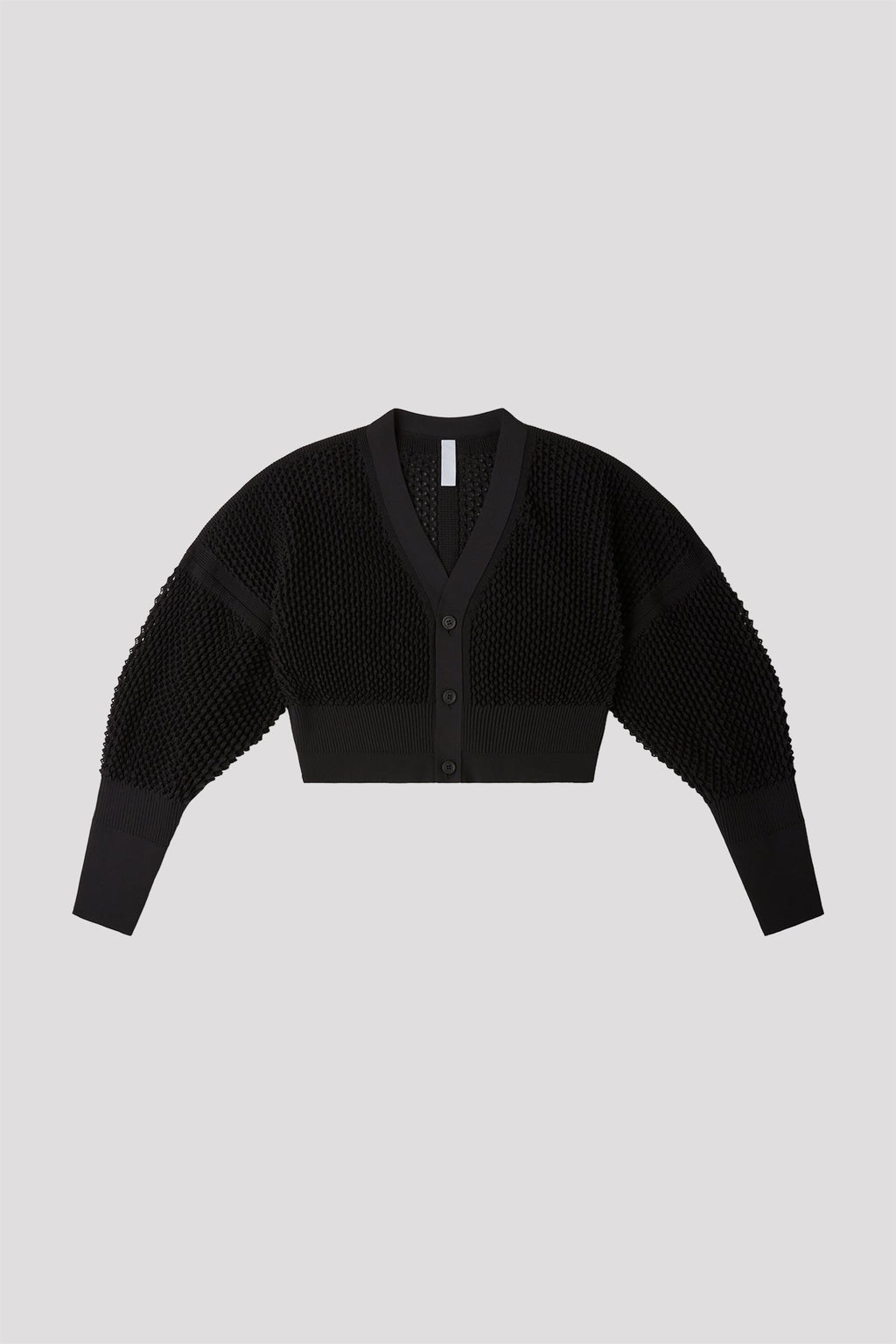 LATTICE CROPPED CARDIGAN - BLACK