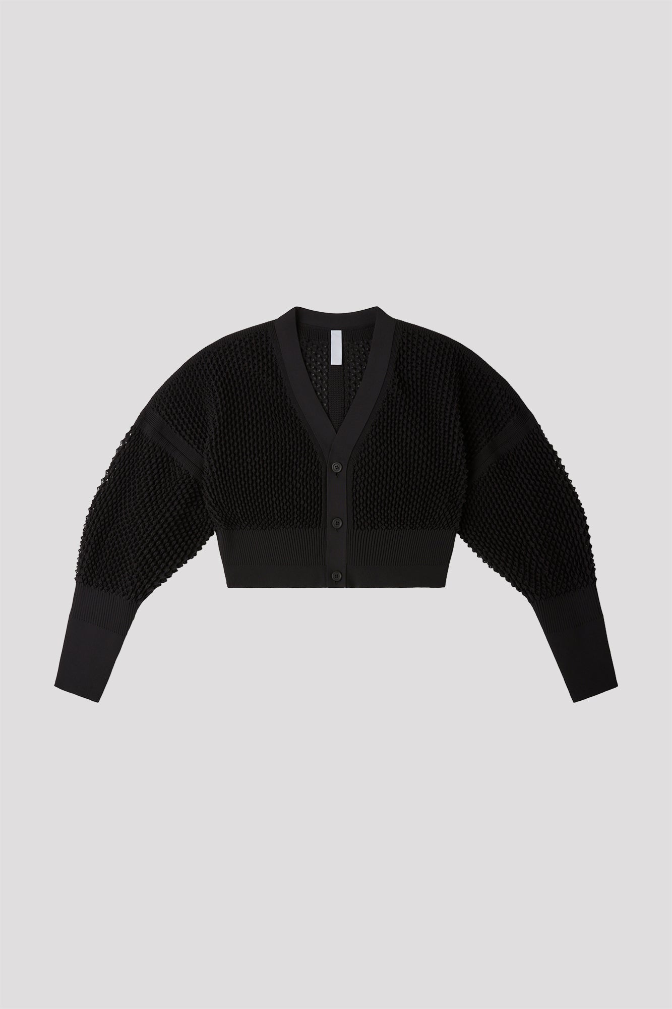 LATTICE CROPPED CARDIGAN - BLACK