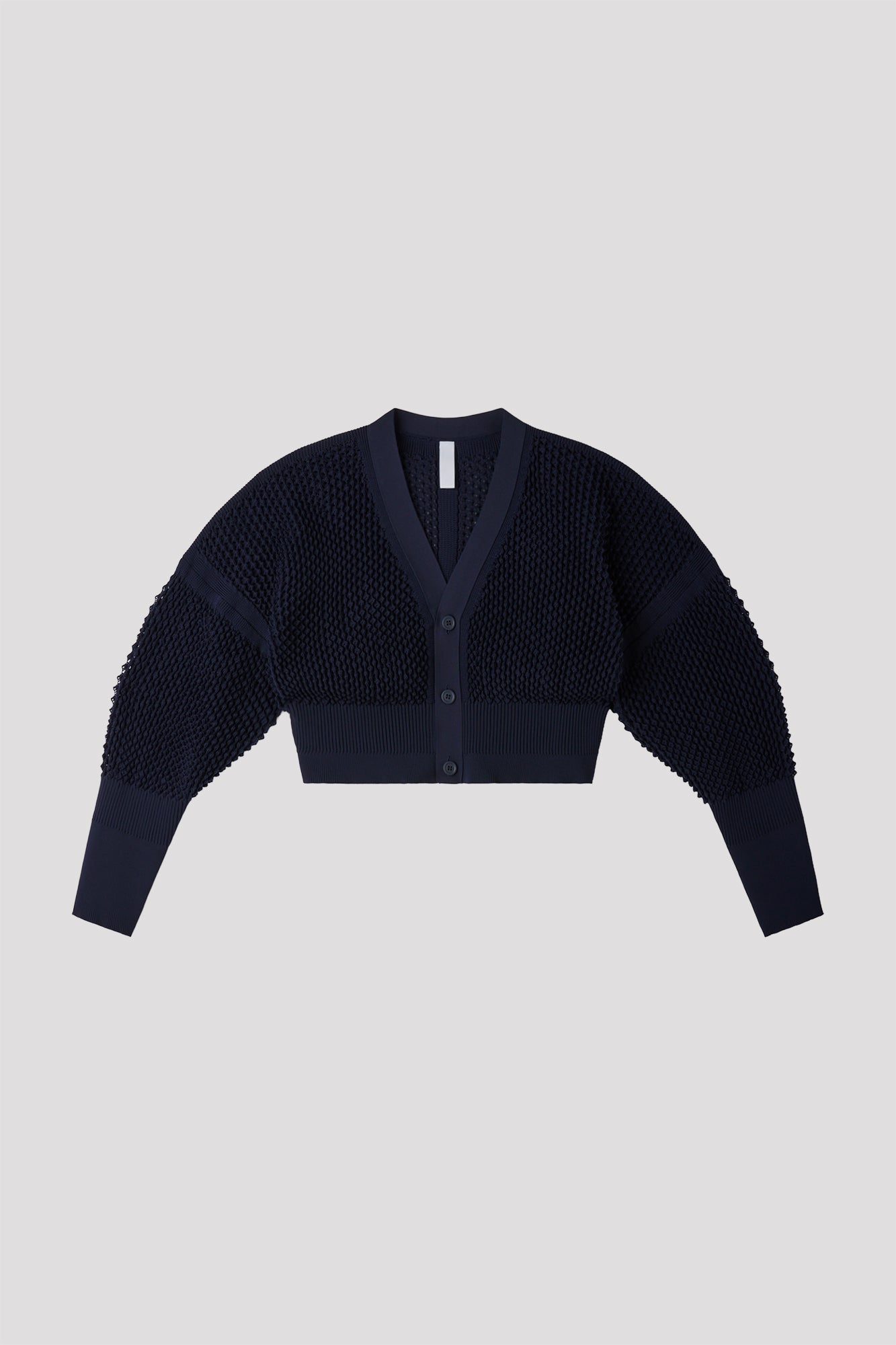 LATTICE CROPPED CARDIGAN - NAVY